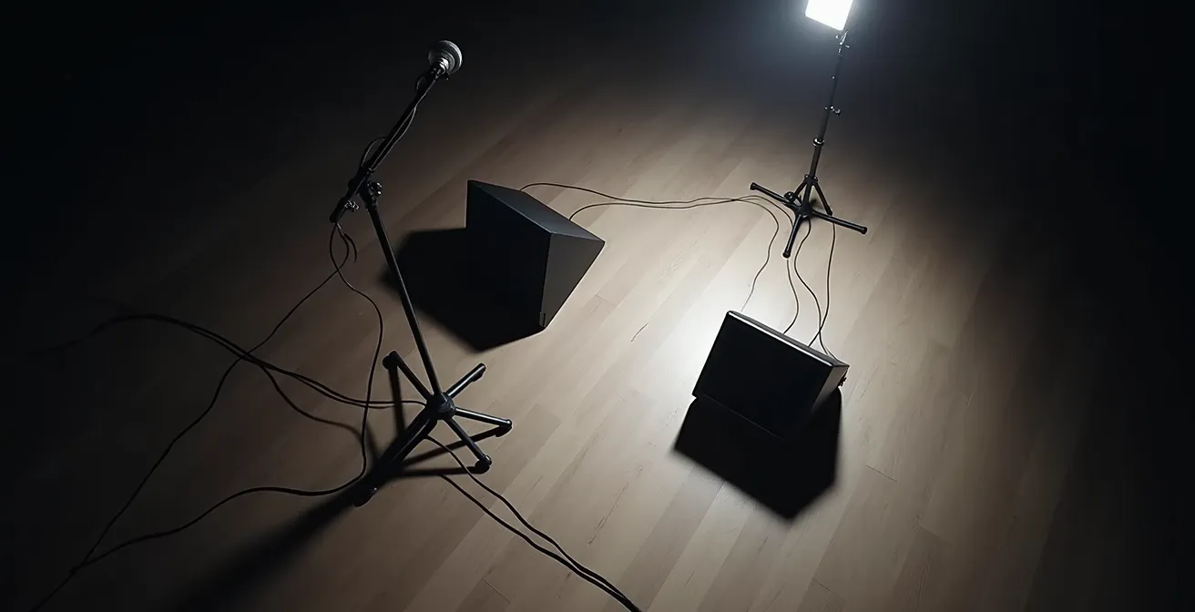 Positionnement optimal d'un retour de scène par rapport au microphone du chanteur