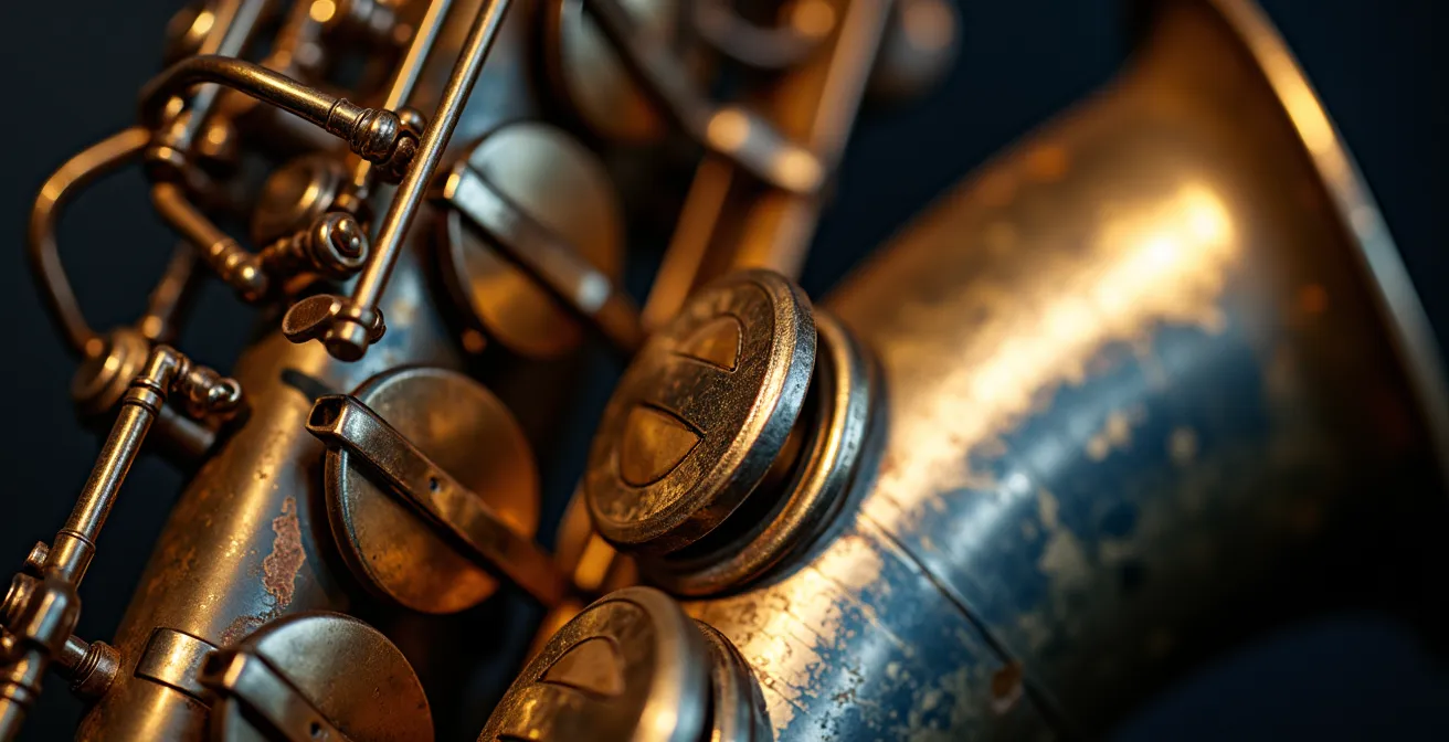 Texture sonore abstraite représentant l'énergie créative du free jazz